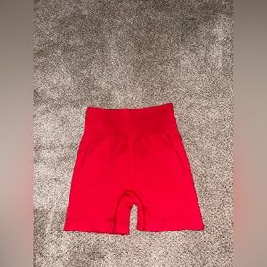 Red biker shorts